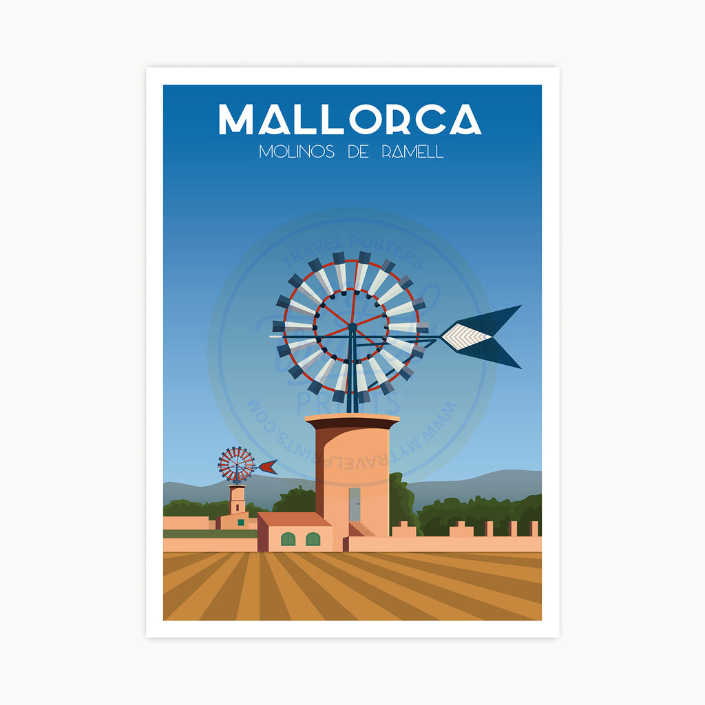 Poster Molinos de Ramell, Mallorca